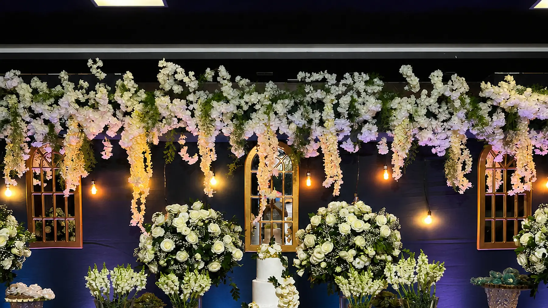 Cenário de casamento montado pela Judite Festas e Eventos